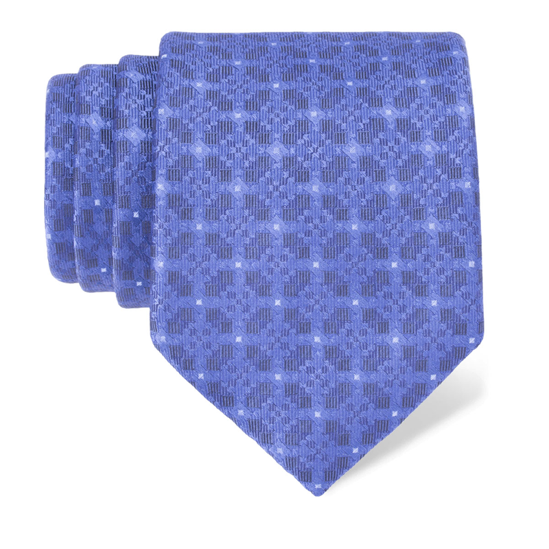 Cravat CROATA Teflon Classic  Squares Blue  Silk 100%  