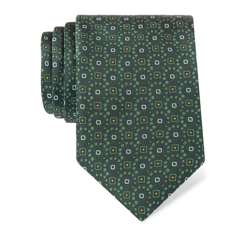 Cravat CROATA Classic  Ovals Green  Silk 100%  