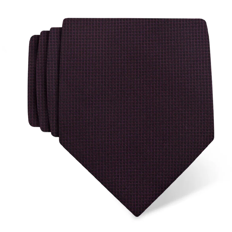 Cravat CROATA Classic  Solid textured Purple  Silk 100%  