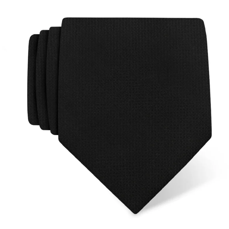 Cravat CROATA Classic  Solid textured Black  Silk 100%  