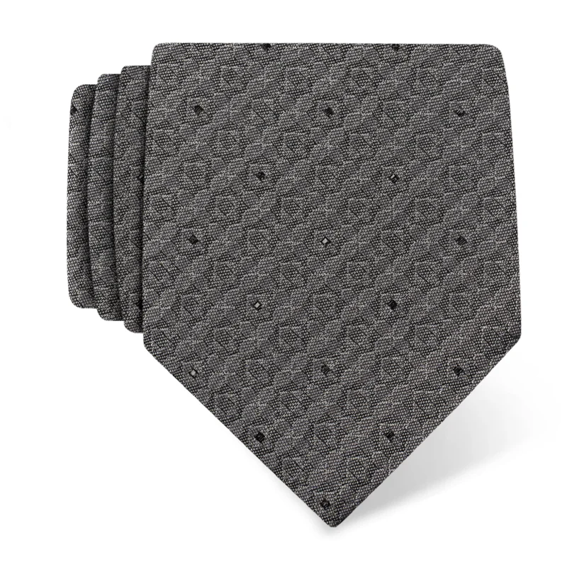 Cravat Festum Classic  Squares Grey  Silk 95%, Metalized fiber (gold)5%  