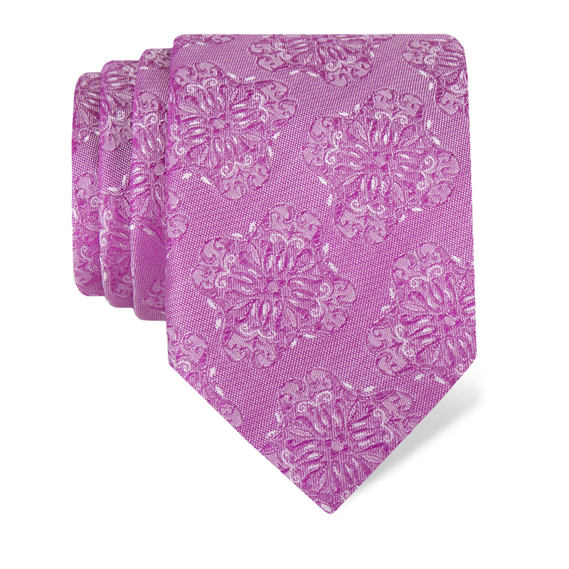 Cravat CROATA Trend Classic  Flora and Fauna Magenta  Silk 100%  