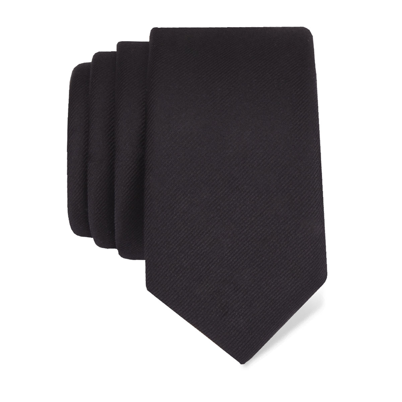 Cravat CROATA Classic  Solid textured Black  Silk 100%  