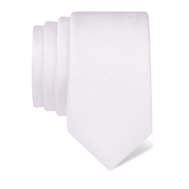 Cravat CROATA Thematic Cravat, narrow 5 cm Glagolitic alphabet White  Silk 100%  