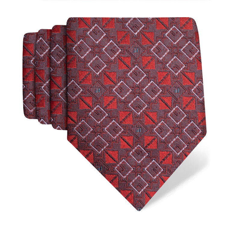 Cravat CROATA Brijuni Classic  Squares Red  Silk 100%  