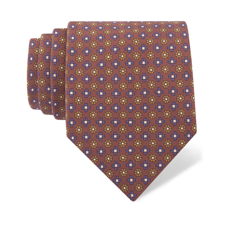 Cravat CROATA Classic Cravat, narrow 7 cm Flora and Fauna Brown  Silk 100%  