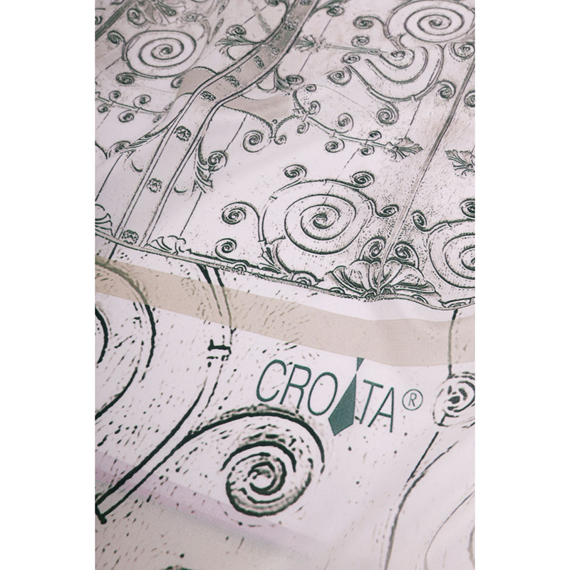 Scarf CROATA Thematic Scarf, thematic Zagreb cathedral White  Silk 100%  