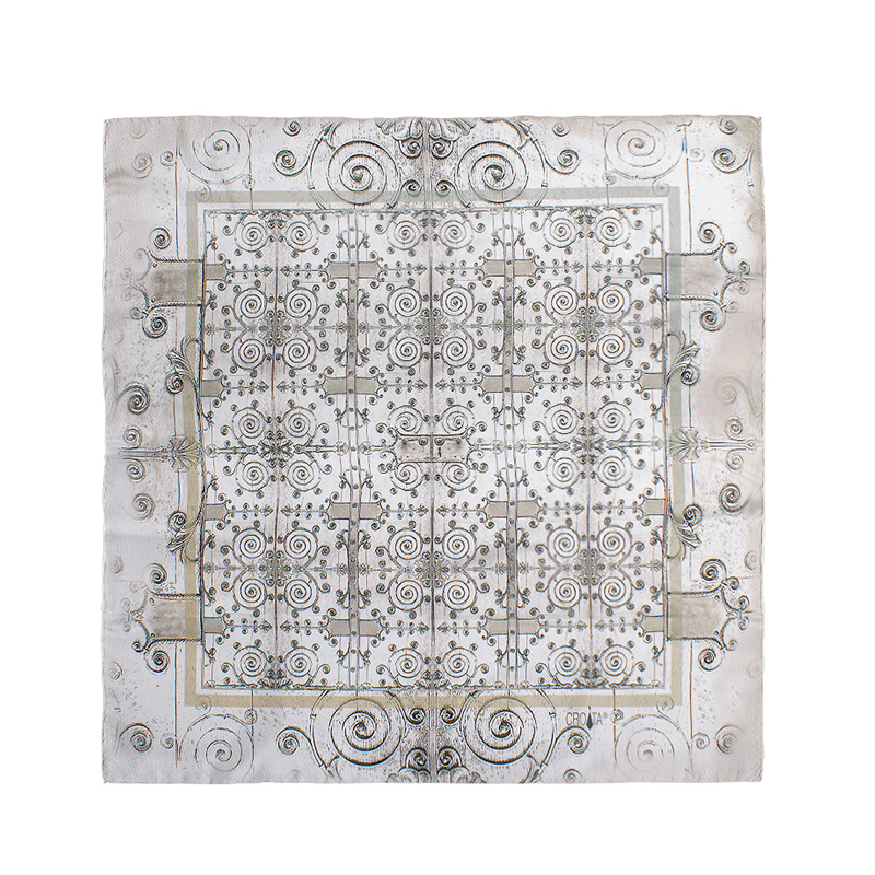 Scarf CROATA Thematic Scarf, thematic Zagreb cathedral White  Silk 100%  