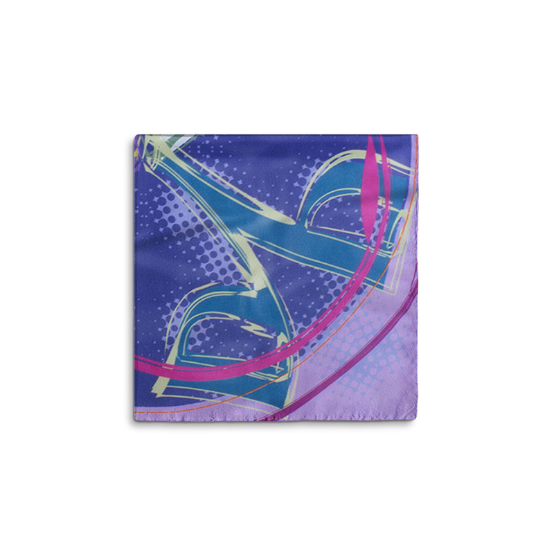 Small scarf CROATA Thematic Scarf, thematic Glagolitic alphabet Purple  Silk 100%  