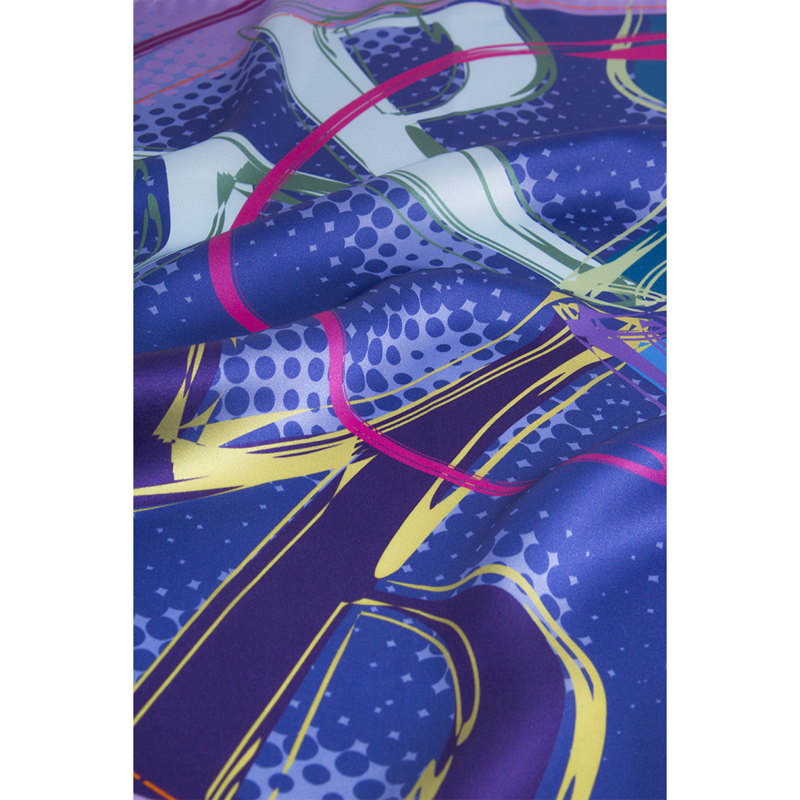 Small scarf CROATA Thematic Scarf, thematic Glagolitic alphabet Purple  Silk 100%  