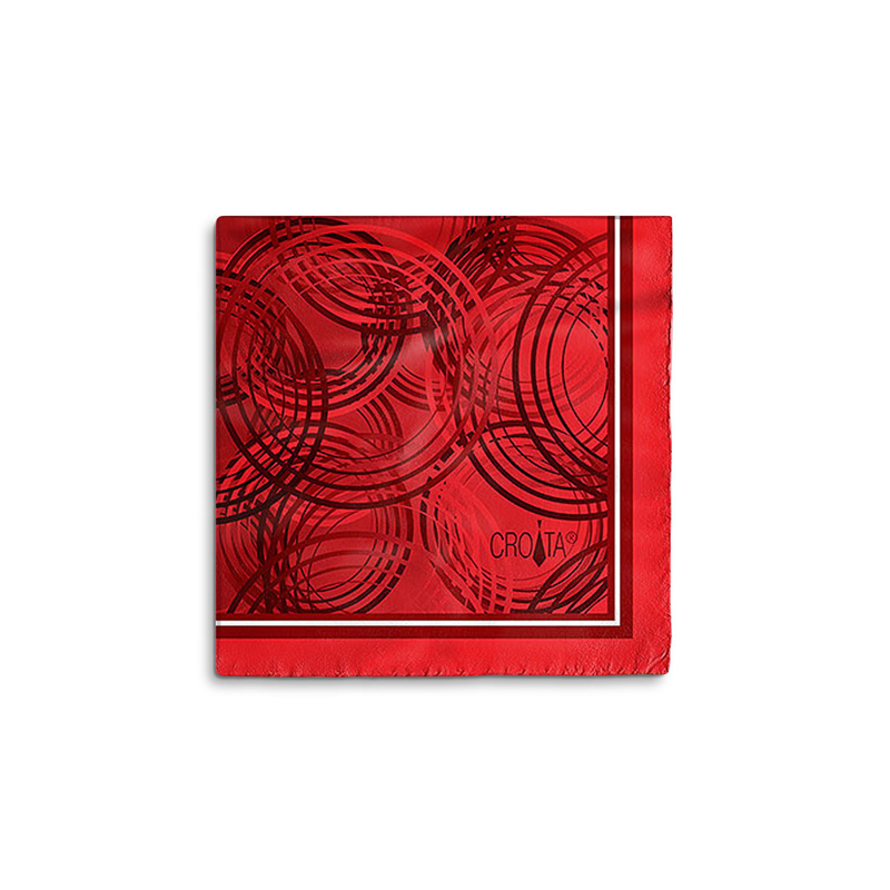 Small scarf CROATA Classic Scarf, classic Ovals Red  Silk 100%  