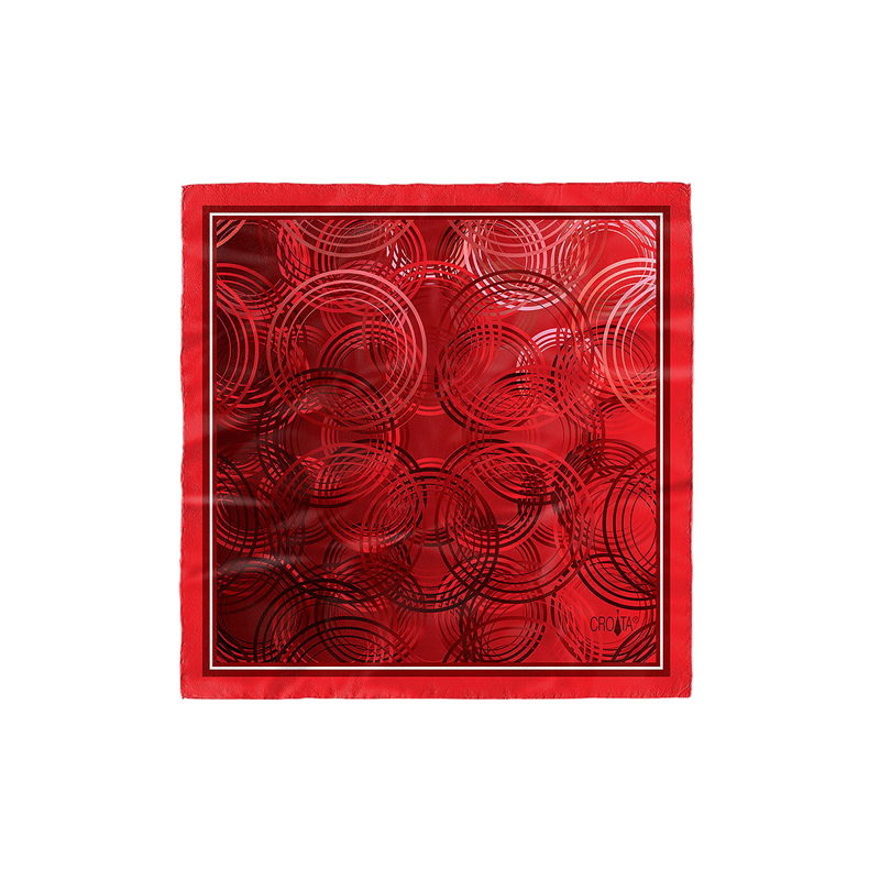 Small scarf CROATA Classic Scarf, classic Ovals Red  Silk 100%  