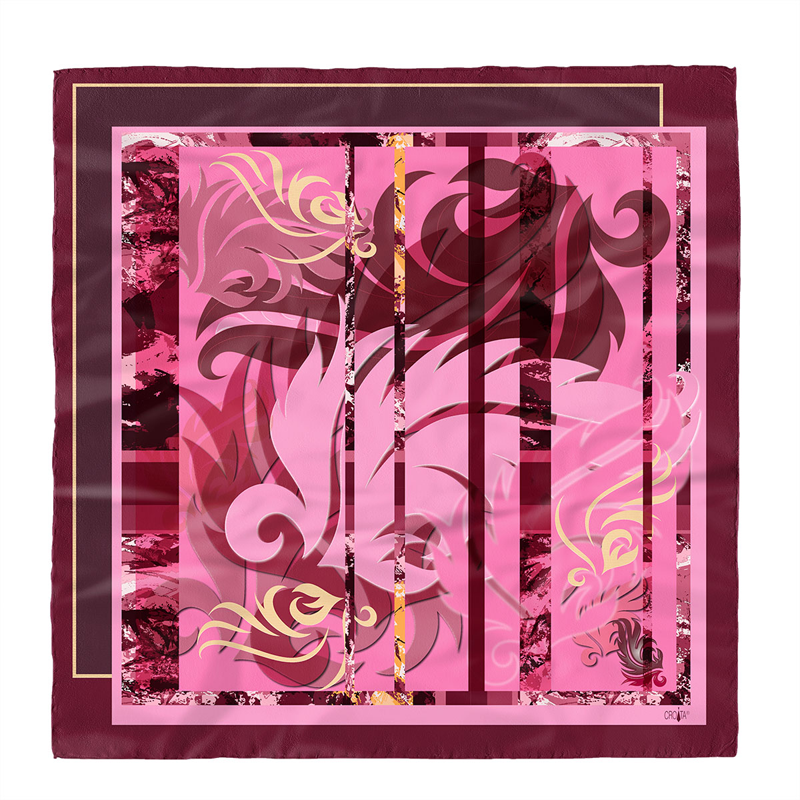 Scarf CROATA Brijuni Classic Limited edition Flora and Fauna Pink  Silk 100%  