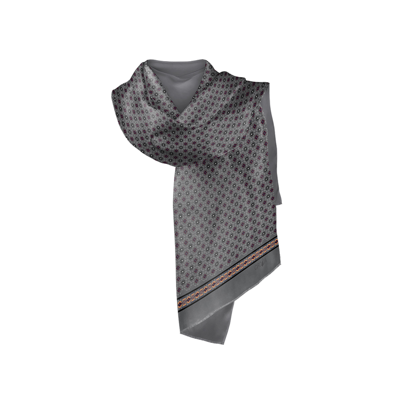 Shawl CROATA Thematic Shawl, thematic Braiding and glagolitic alphabet Grey  Silk 100%  