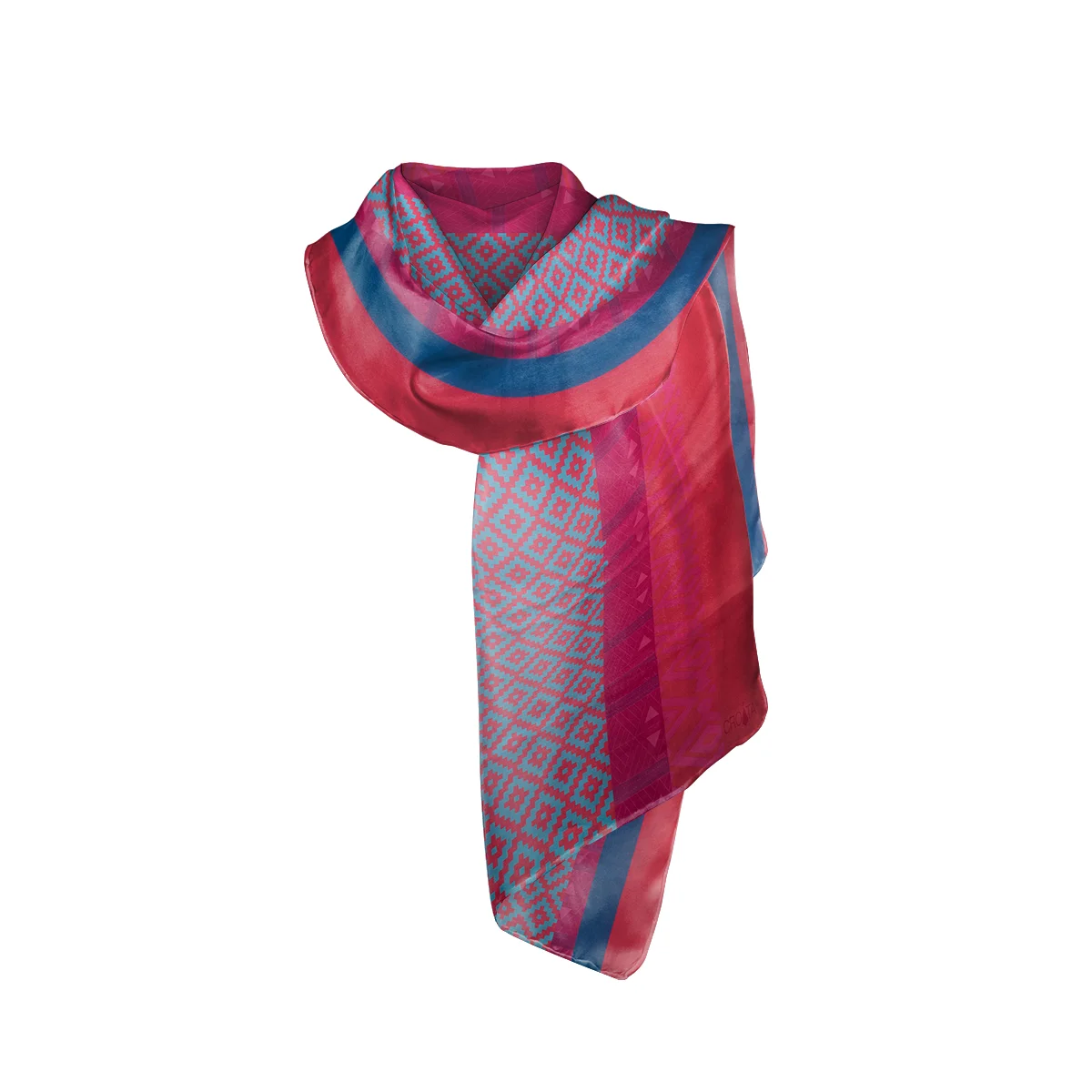 Shawl CROATA Thematic Shawl, thematic Folk embroidery Magenta  Silk 100%  