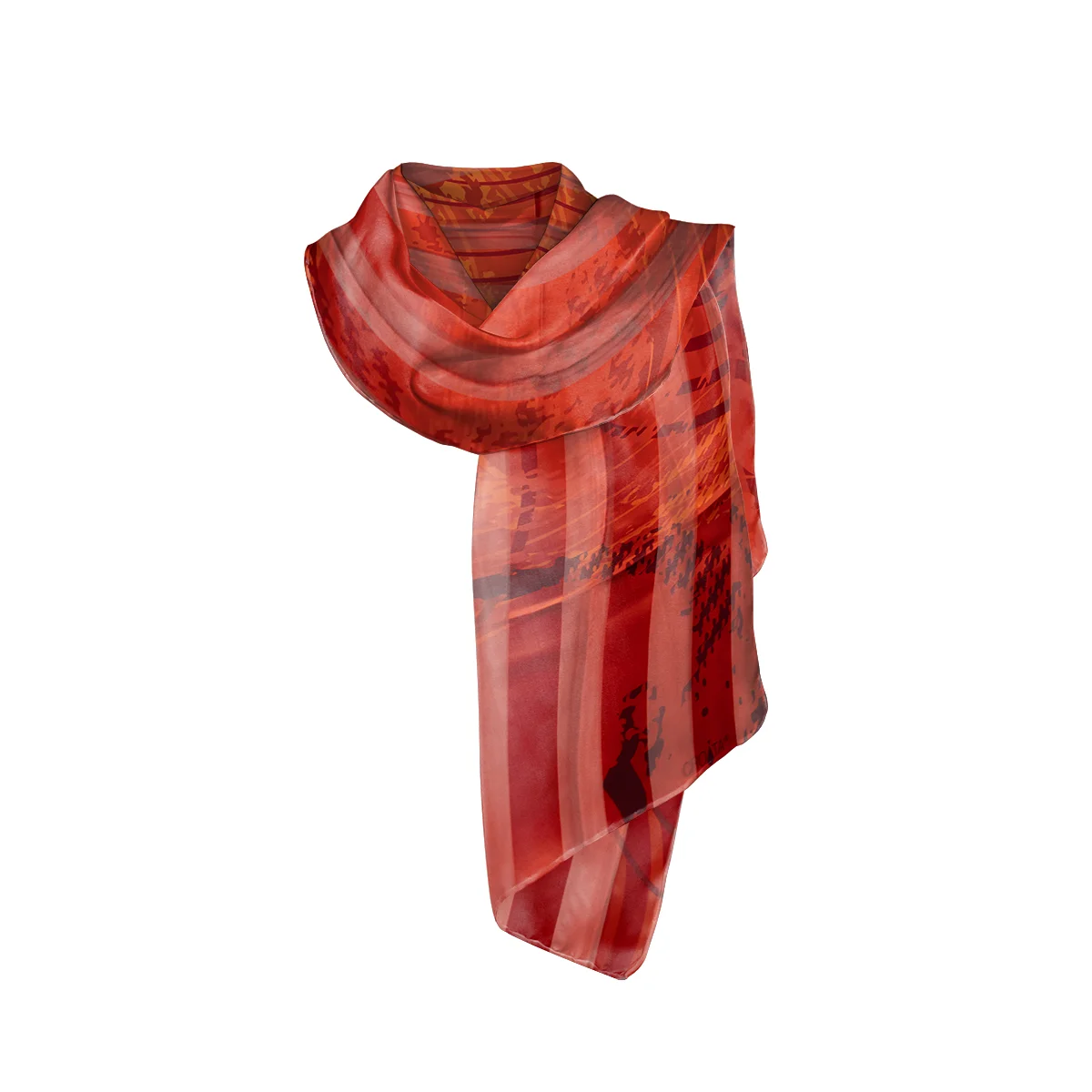 Shawl CROATA Classic Shawl, classic Ovals Red  Silk 100%  