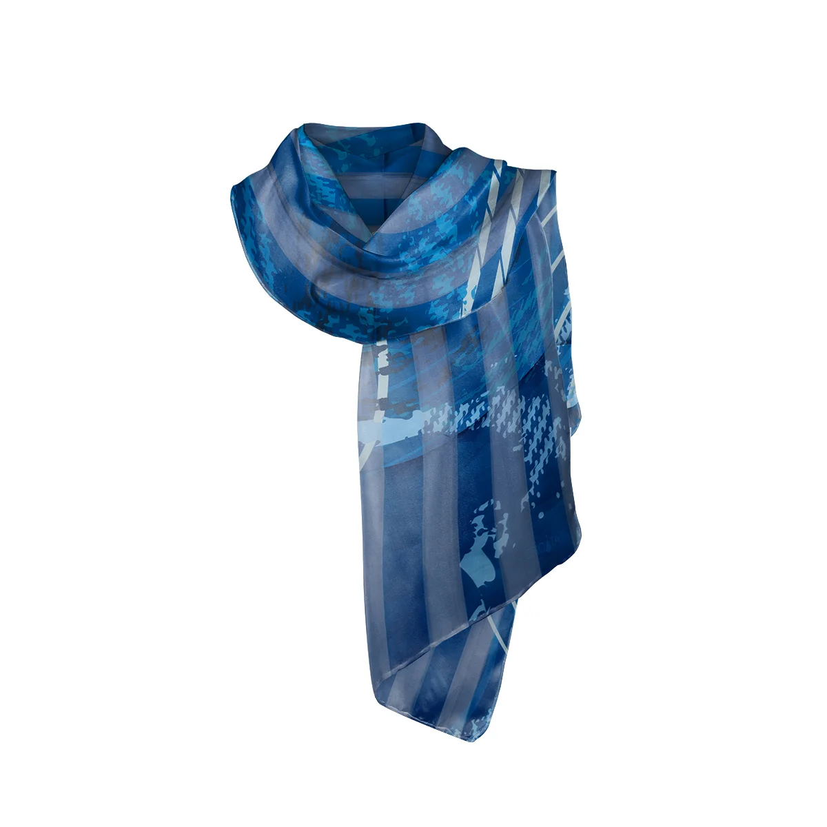 Shawl CROATA Classic Shawl, classic Ovals Blue  Silk 100%  