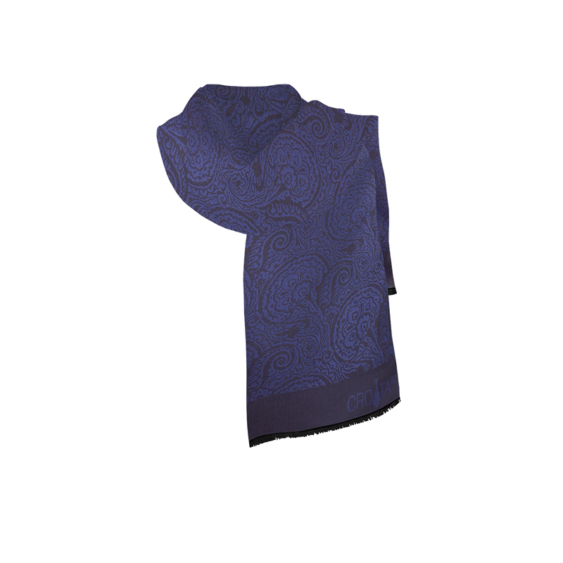 Shawl CROATA Brijuni Classic Shawl, classic Flora and Fauna Dark blue  Wool 100%  