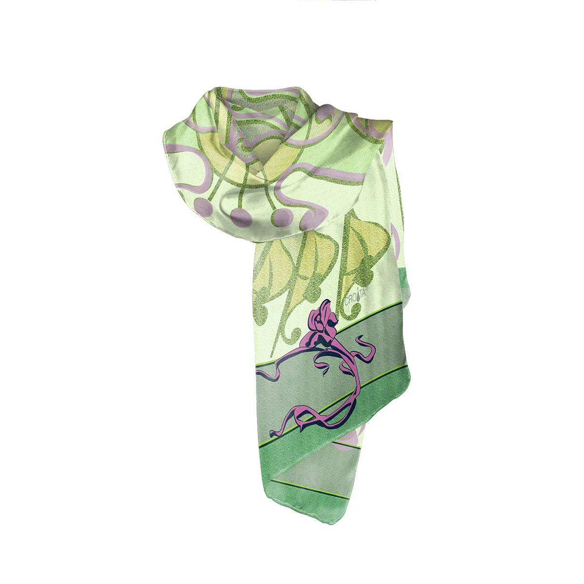 Shawl CROATA Dubrovnik Thematic Shawl, thematic Secession Light green  modal 85%, cashmere 15%  