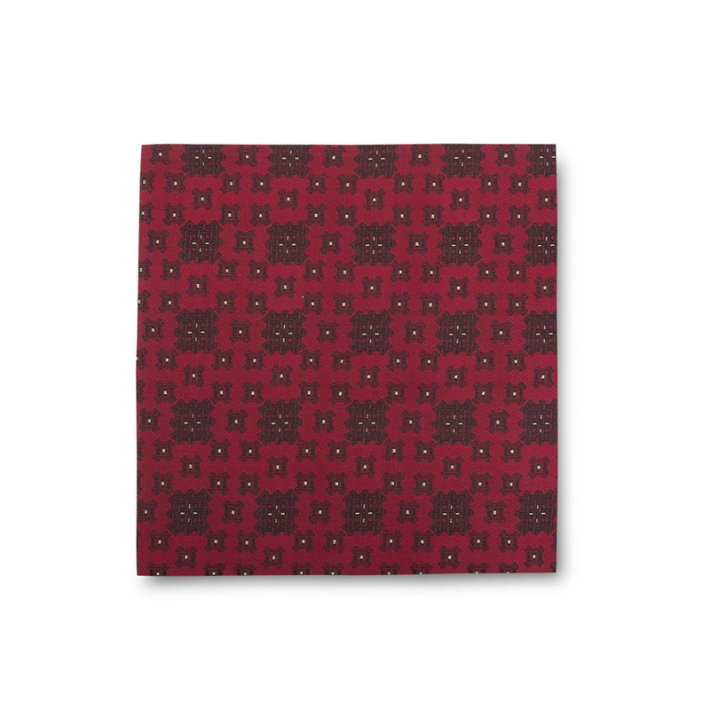 Pocket square CROATA auHRum Thematic Limited edition Braiding Red  Silk 87%,Metalized silk thread(gold)13%  