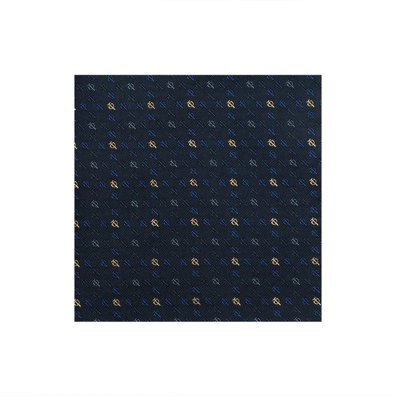 Pocket square AuHRum Thematic Limited edition Glagolitic alphabet Dark blue  Silk 89%, Metalized silk thread (gold) limited 11%  