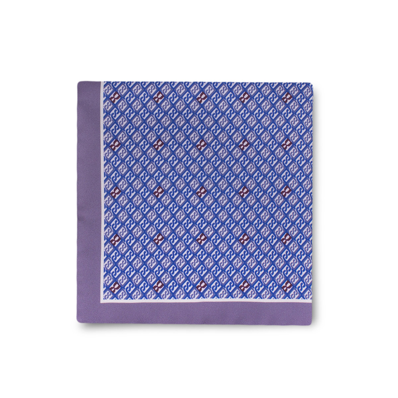 Pocket square CROATA Thematic Thematic Braiding and glagolitic alphabet Light purple  Silk 100%  