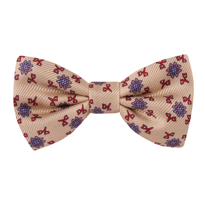 Bow tie CROATA Thematic Pre-tied bow tie Braiding and glagolitic alphabet Yellow  Silk 100%  