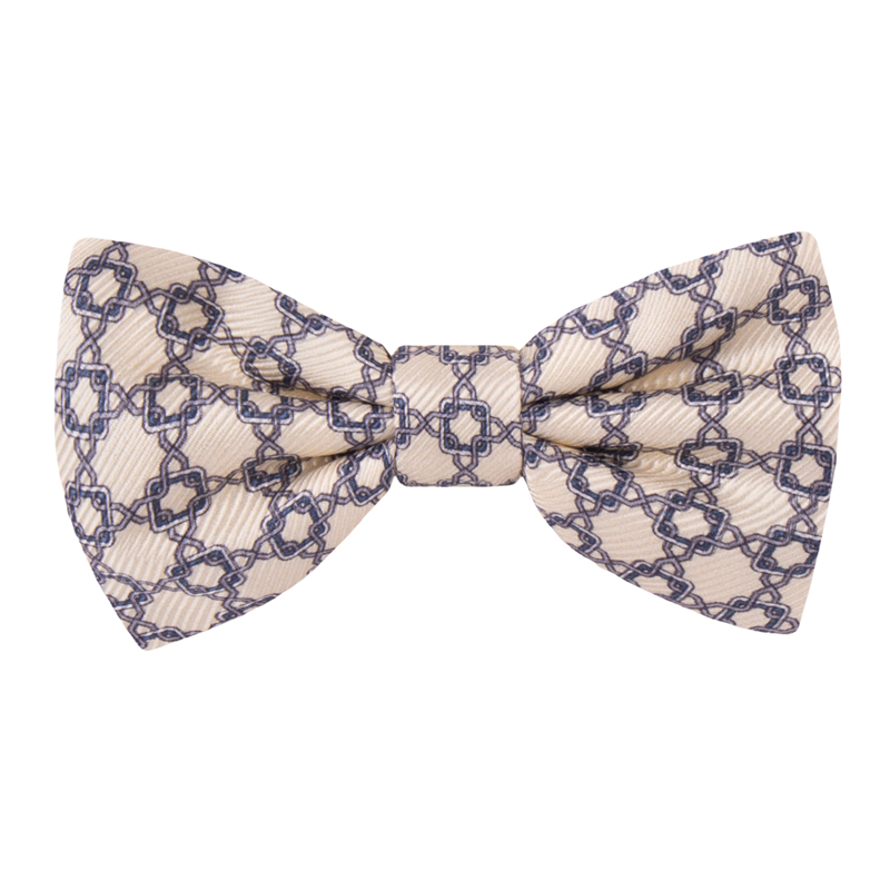 Bow tie CROATA Thematic Pre-tied bow tie Braiding Beige  Silk 100%  