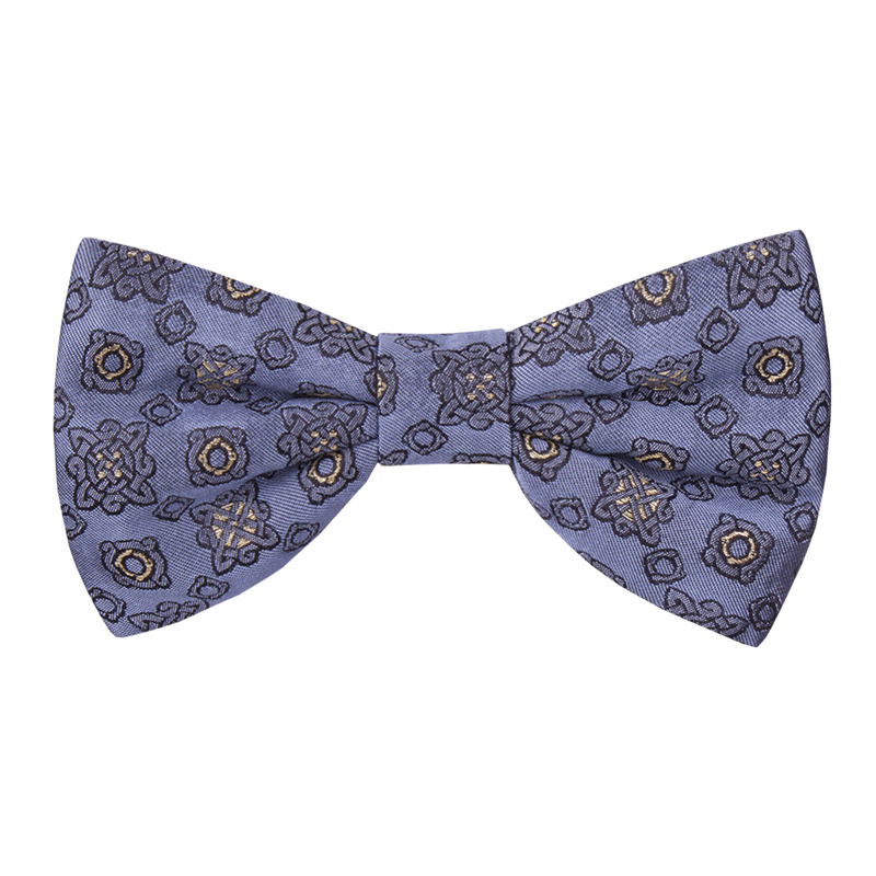 Bow tie CROATA auHRum Thematic Pre-tied bow tie Braiding Light blue  Silk 80%, Golden laminated silk thread 20%  