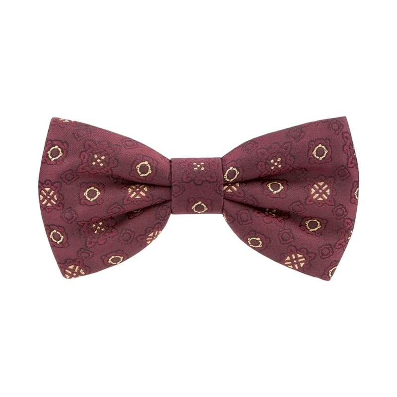 Bow tie CROATA auHRum Thematic Pre-tied bow tie Braiding Wine red  Silk 80%, Golden laminated silk thread 20%  