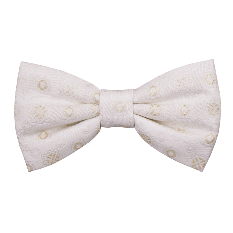 Bow tie CROATA auHRum Thematic Pre-tied bow tie Braiding Beige  Silk 80%, Golden laminated silk thread 20%  