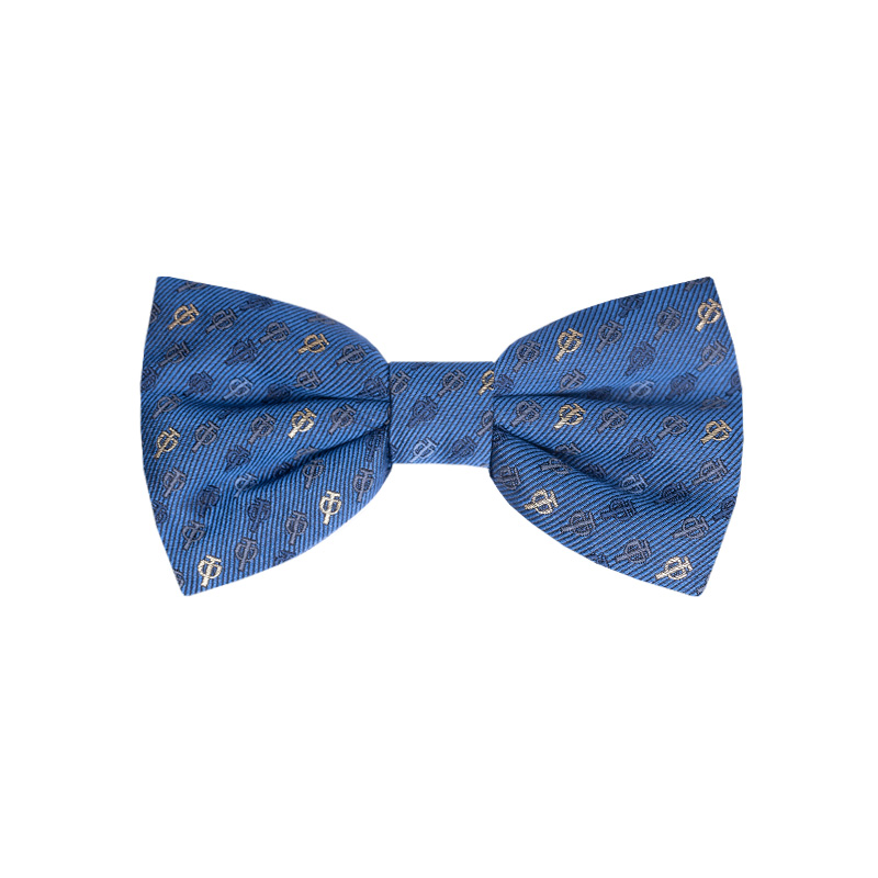 Bow tie CROATA AuHRum Thematic Pre-tied bow tie Glagolitic alphabet Blue  Silk 89%, Metalized silk thread (gold) limited 11%  