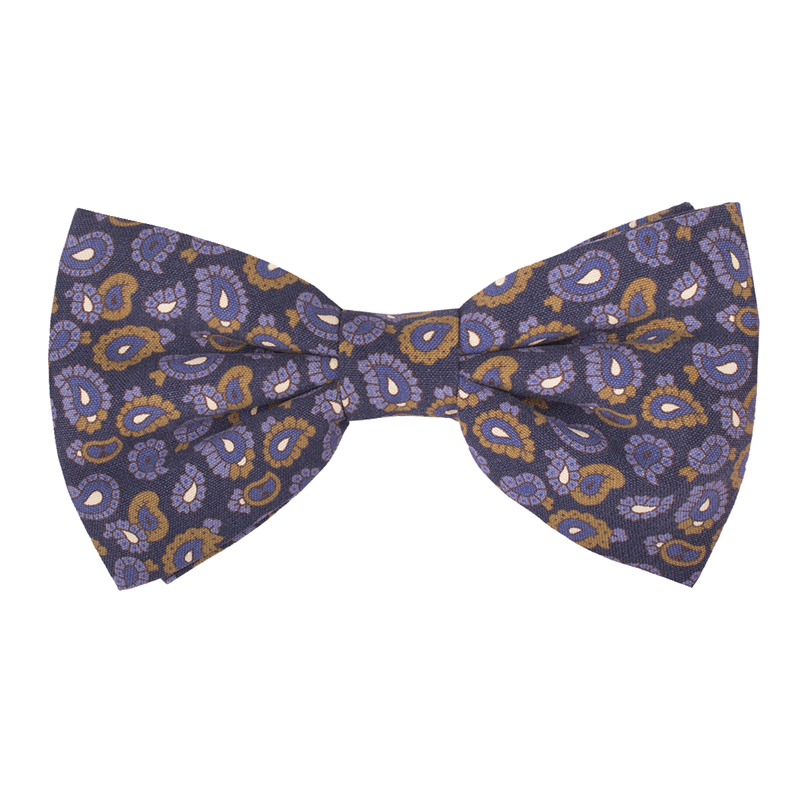 Bow tie CROATA Classic Pre-tied bow tie Paisley Blue  Silk 100%  