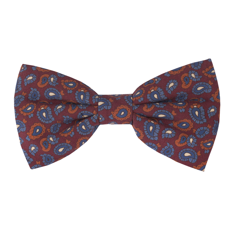 Bow tie CROATA Classic Pre-tied bow tie Paisley Brick orange  Silk 100%  