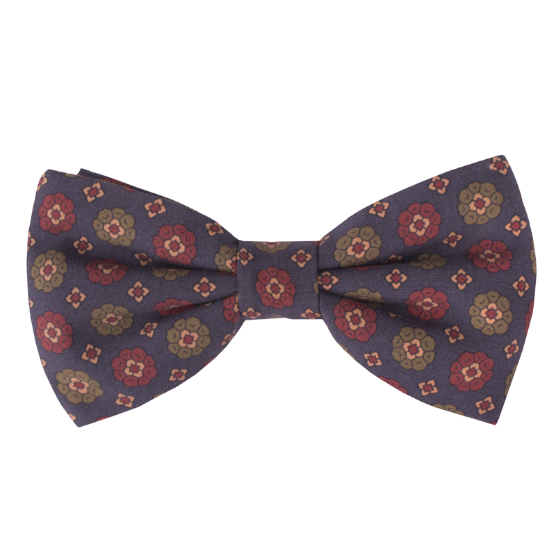 Bow tie CROATA Classic Pre-tied bow tie Flora and Fauna Petroleum  Silk 100%  