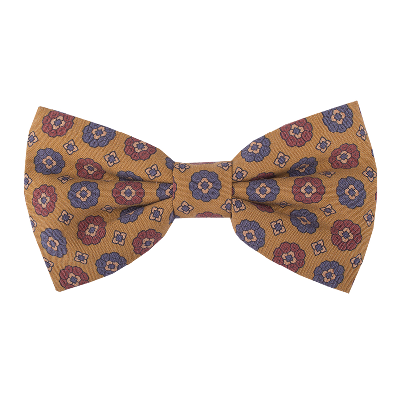 Bow tie CROATA Classic Pre-tied bow tie Flora and Fauna Yellow  Silk 100%  