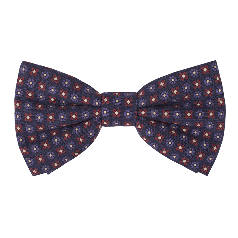 Bow tie CROATA Classic Pre-tied bow tie Flora and Fauna Dark blue  Silk 100%  