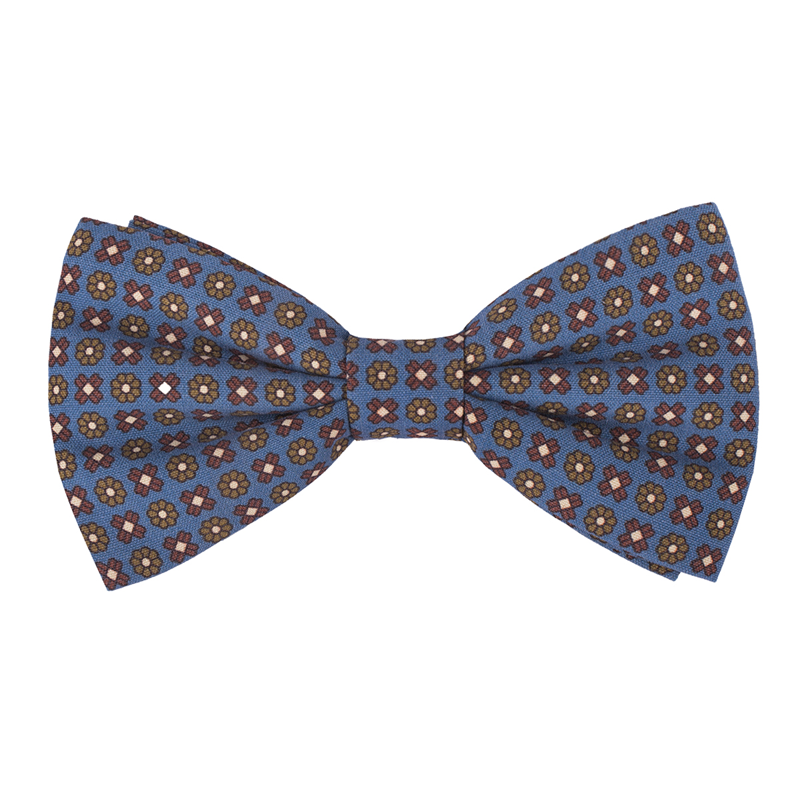 Bow tie CROATA Classic Pre-tied bow tie Flora and Fauna Light blue  Silk 100%  