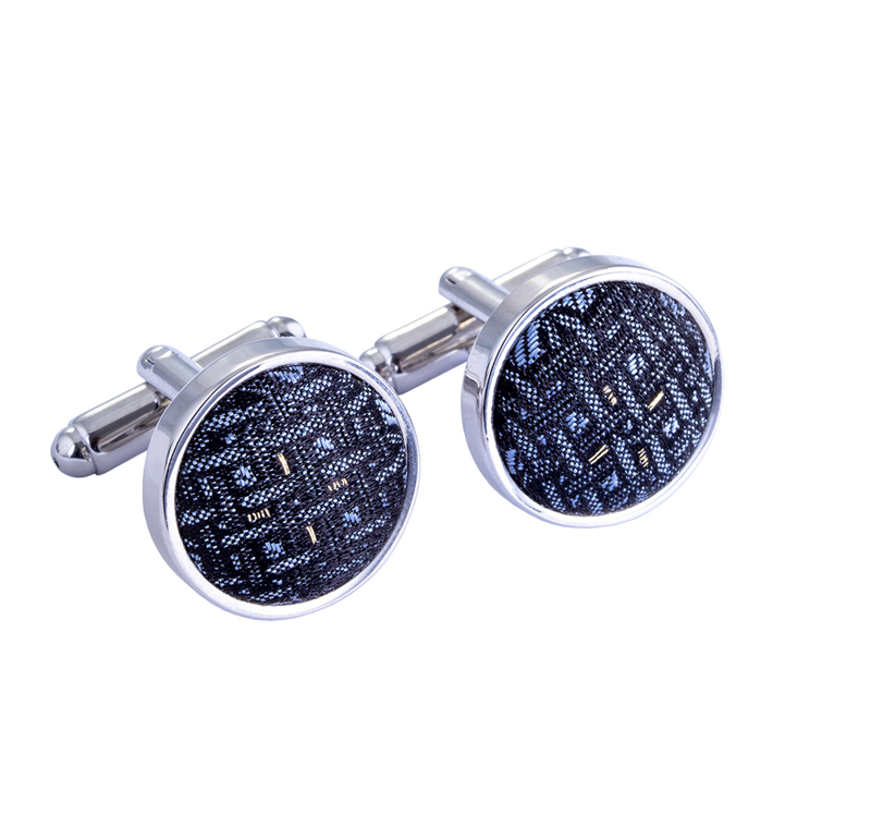 Cufflinks CROATA auHRum Thematic Thematic Braiding Light blue  Silk 87%,Metalized silk thread(gold)13%  