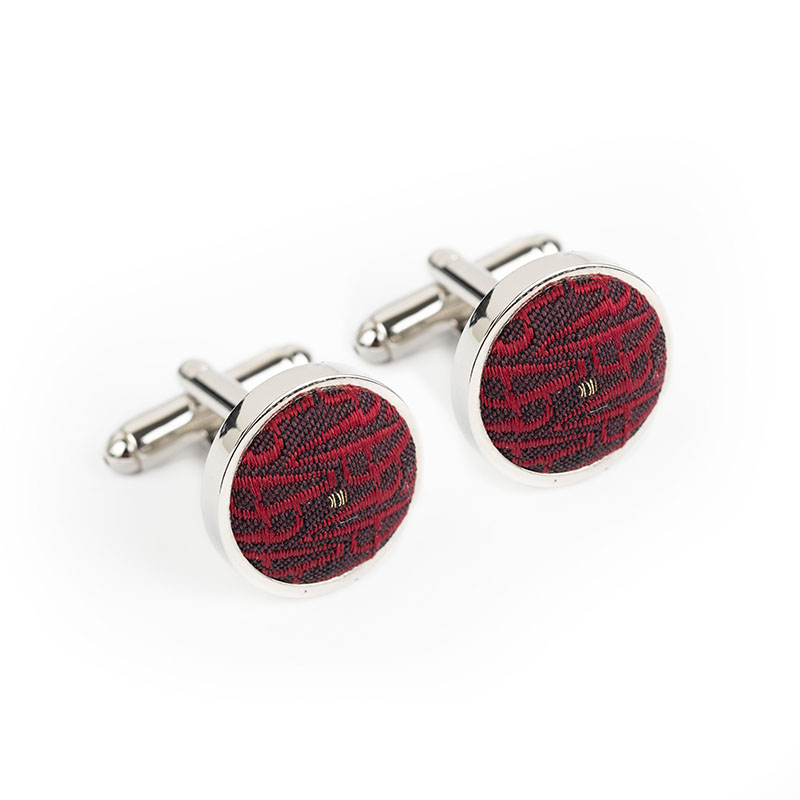 Cufflinks CROATA AuHRum Thematic Thematic Glagolitic alphabet Wine red  Silk 93%, Metalized silk thread (gold) limited 7%  