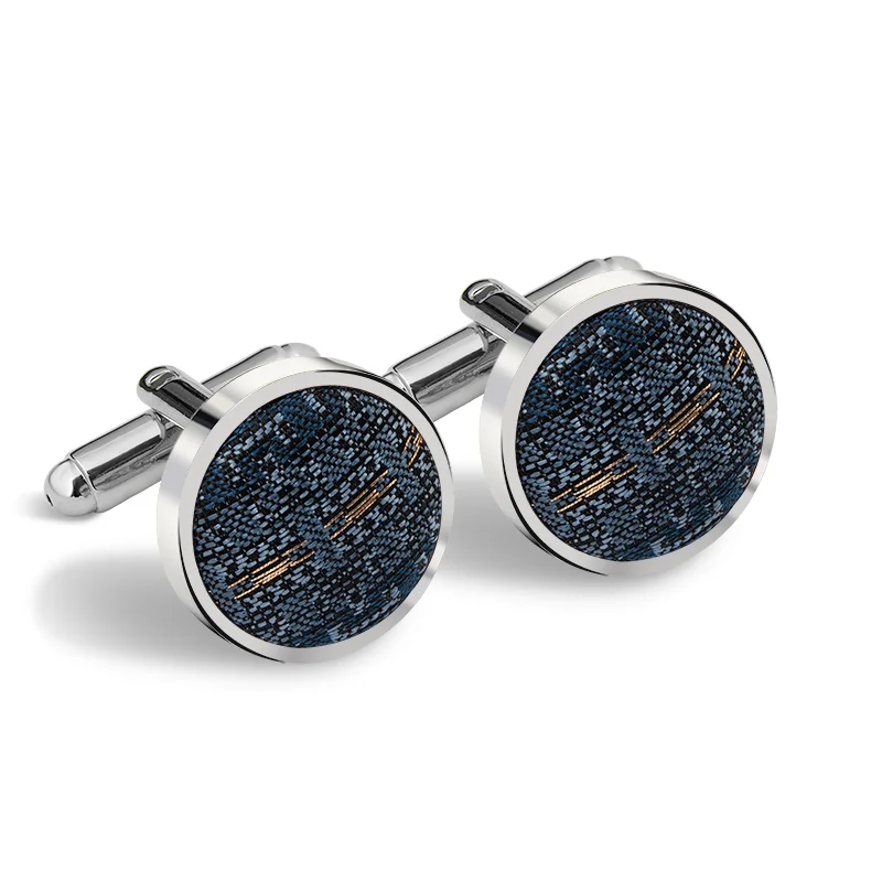 Cufflinks AuHRum Thematic  Glagolitic alphabet Light blue  Silk 95%, Metalized fiber (gold)5%  