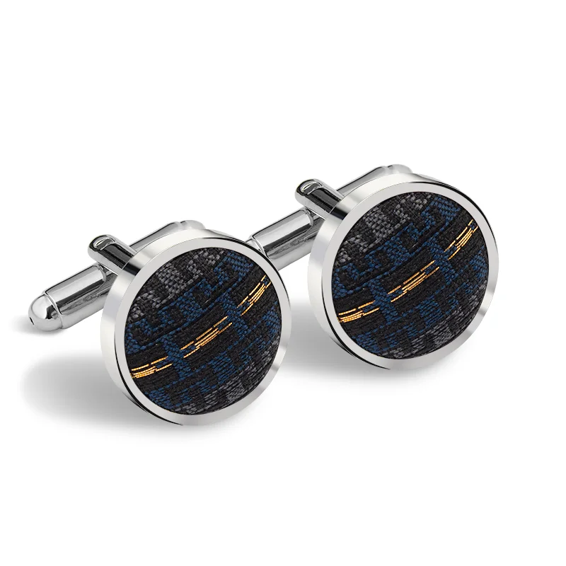 Cufflinks AuHRum Thematic  Glagolitic alphabet Black  Silk 95%, Metalized fiber (gold)5%  