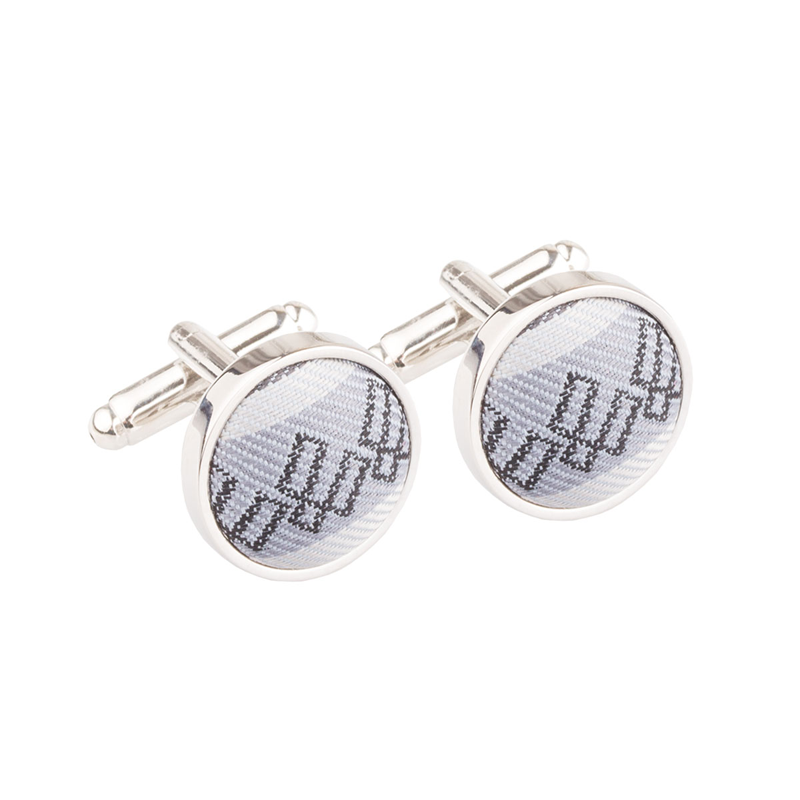 Cufflinks CROATA Thematic  Braiding and glagolitic alphabet Blue  Silk 100%  