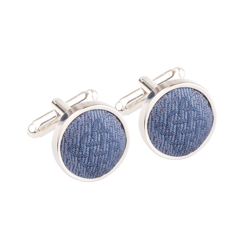 Cufflinks CROATA Thematic  Braiding and glagolitic alphabet Blue  Silk 100%  