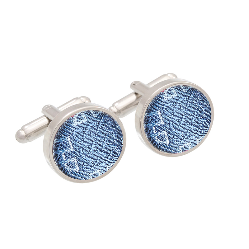 Cufflinks CROATA Clasicum Thematic  Braiding and glagolitic alphabet Blue  Silk 100%  