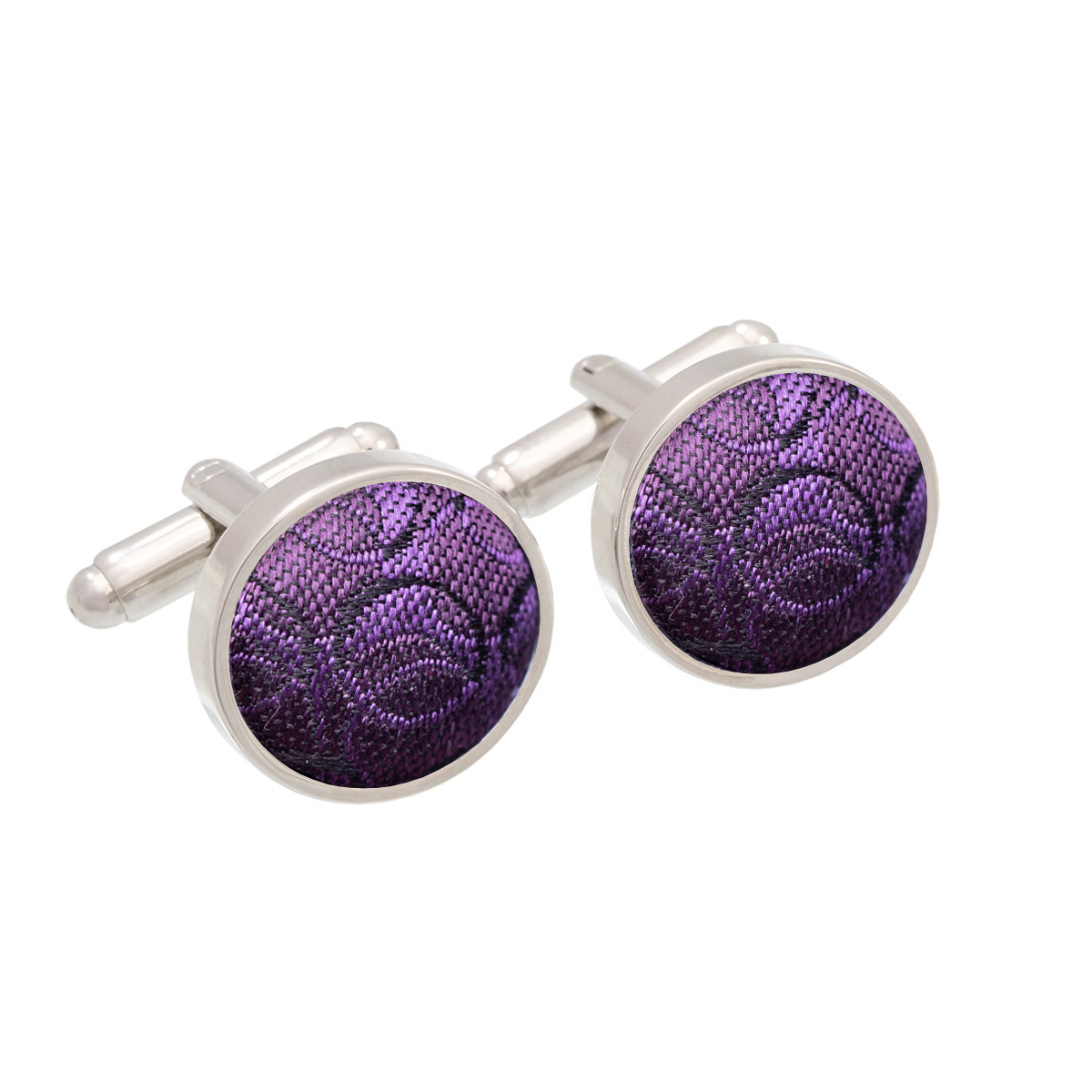 Cufflinks CROATA Thematic  Ovals Purple  Silk 100%  