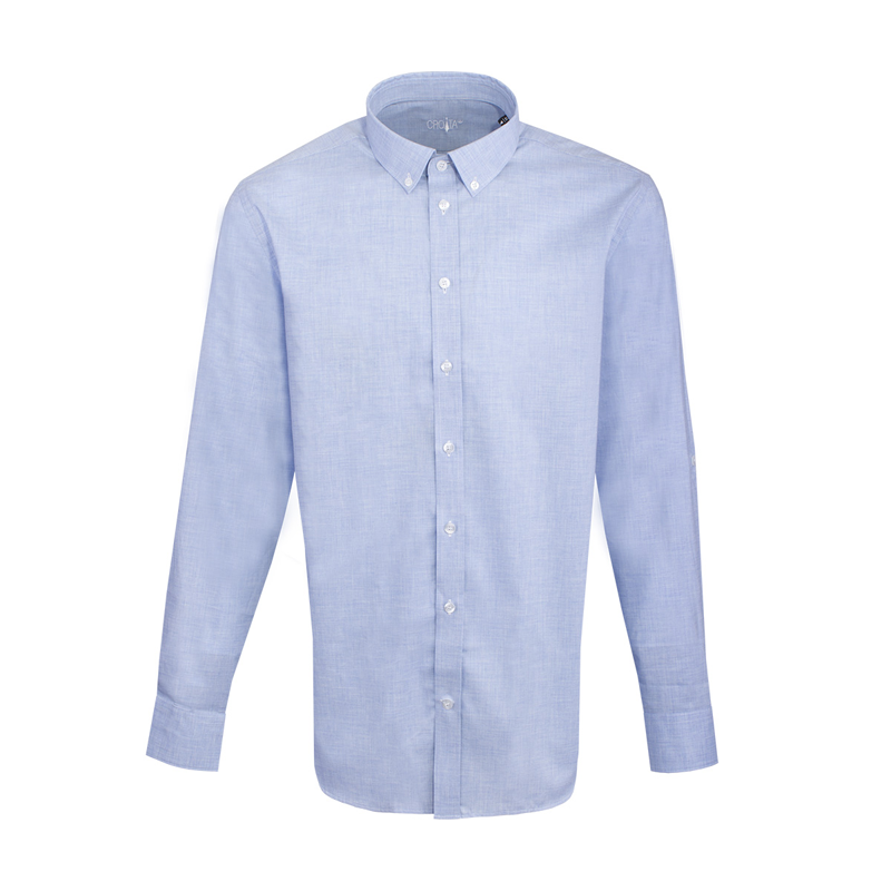 Dress shirt CROATA Clasicum Classic Slim Solid textured Light blue  Cotton 100%  Long sleeve