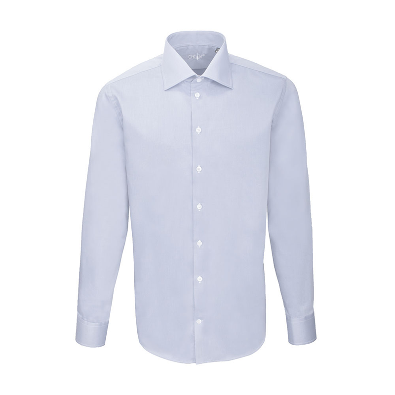 Dress shirt CROATA Elementum Classic Slim Solid textured Light grey  Cotton 100%  Long sleeve