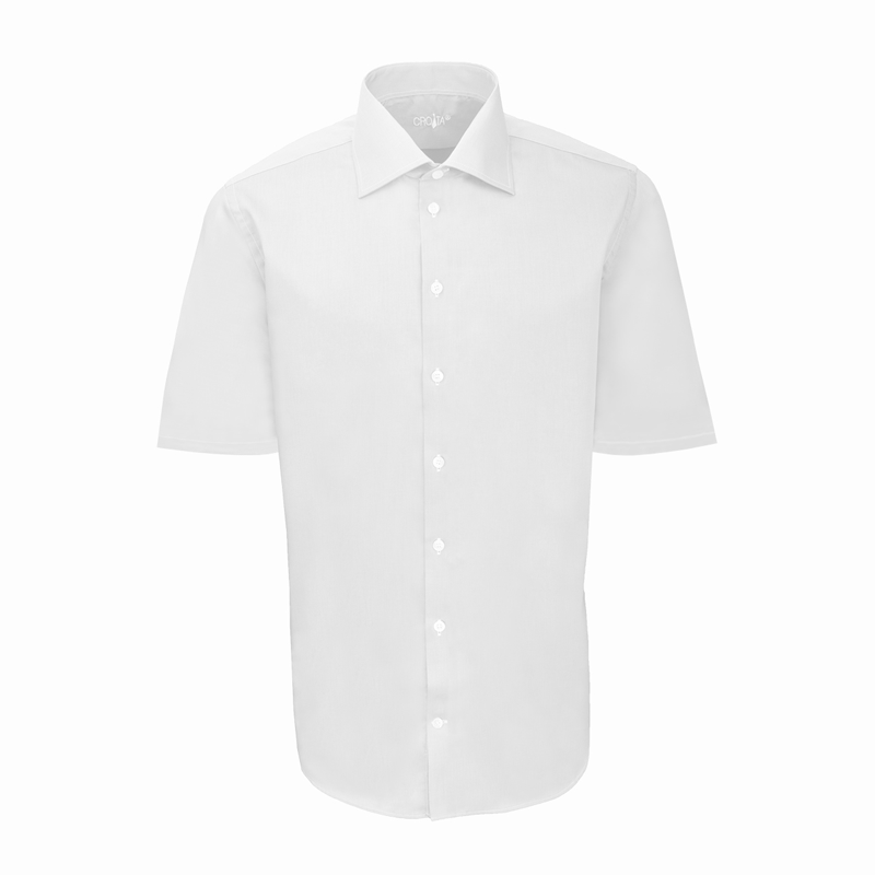 Dress shirt CROATA Elementum Classic Slim Solid White  Cotton 100%  Short sleeve