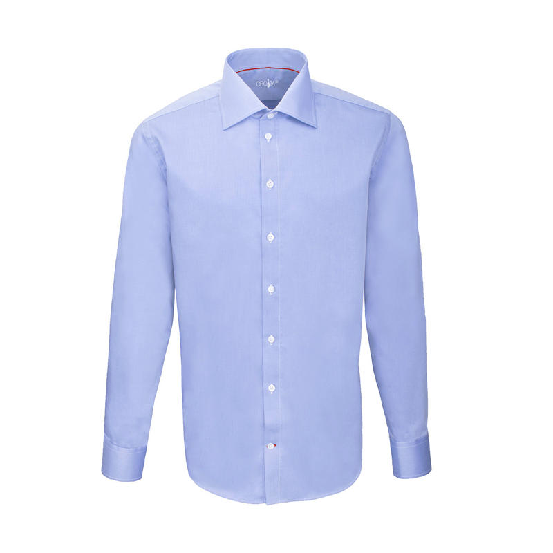 Dress shirt CROATA Brijuni Classic Tailored Solid textured Light blue  Cotton 100%  Long sleeve